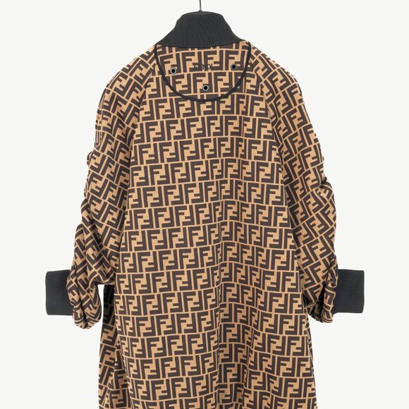 Fendi SS/19 "Mud & Dark Brown" FF-Motif Jersey Oversized Bomber Jacket - Picture 3 of 16